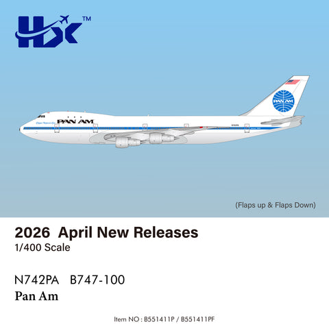予約＞HX Models パンナム航空 747-100 N742PA 1/400 B551411P